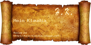 Hein Klaudia névjegykártya